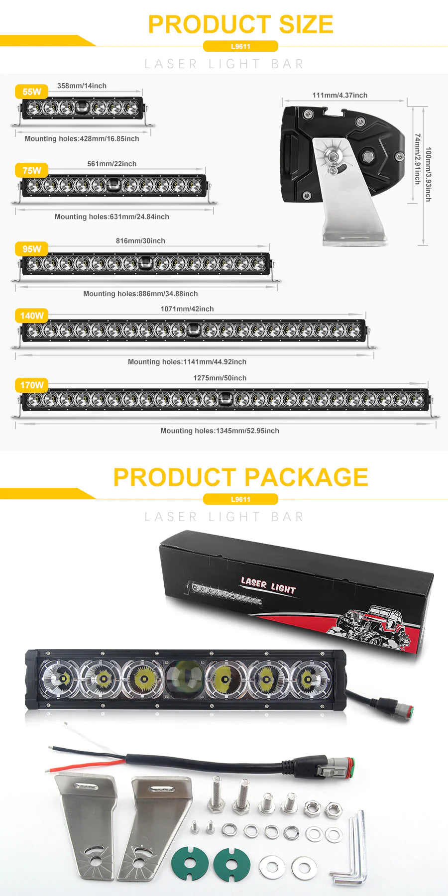 SD Lighting Single Row Lightbar with Laser