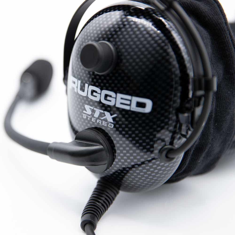 Rugged Radios H22 STX Stereo Over the Head Headset for Stereo Intercoms - Carbon Fiber