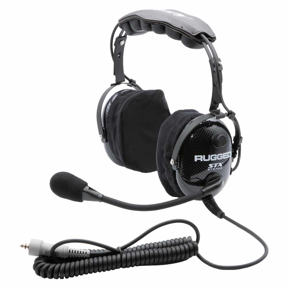 Rugged Radios H22 STX Stereo Over the Head Headset for Stereo Intercoms - Carbon Fiber