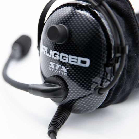 Rugged Radios H22 STX Stereo Over the Head Headset for Stereo Intercoms - Carbon Fiber